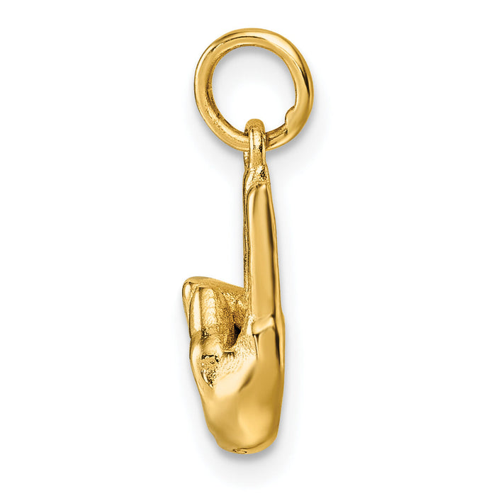 14K American Sign Language Alphabet Fingerspelling Sign U Pendant-D5808U
