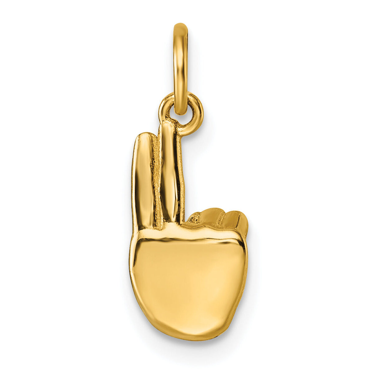 14K American Sign Language Alphabet Fingerspelling Sign U Pendant-D5808U