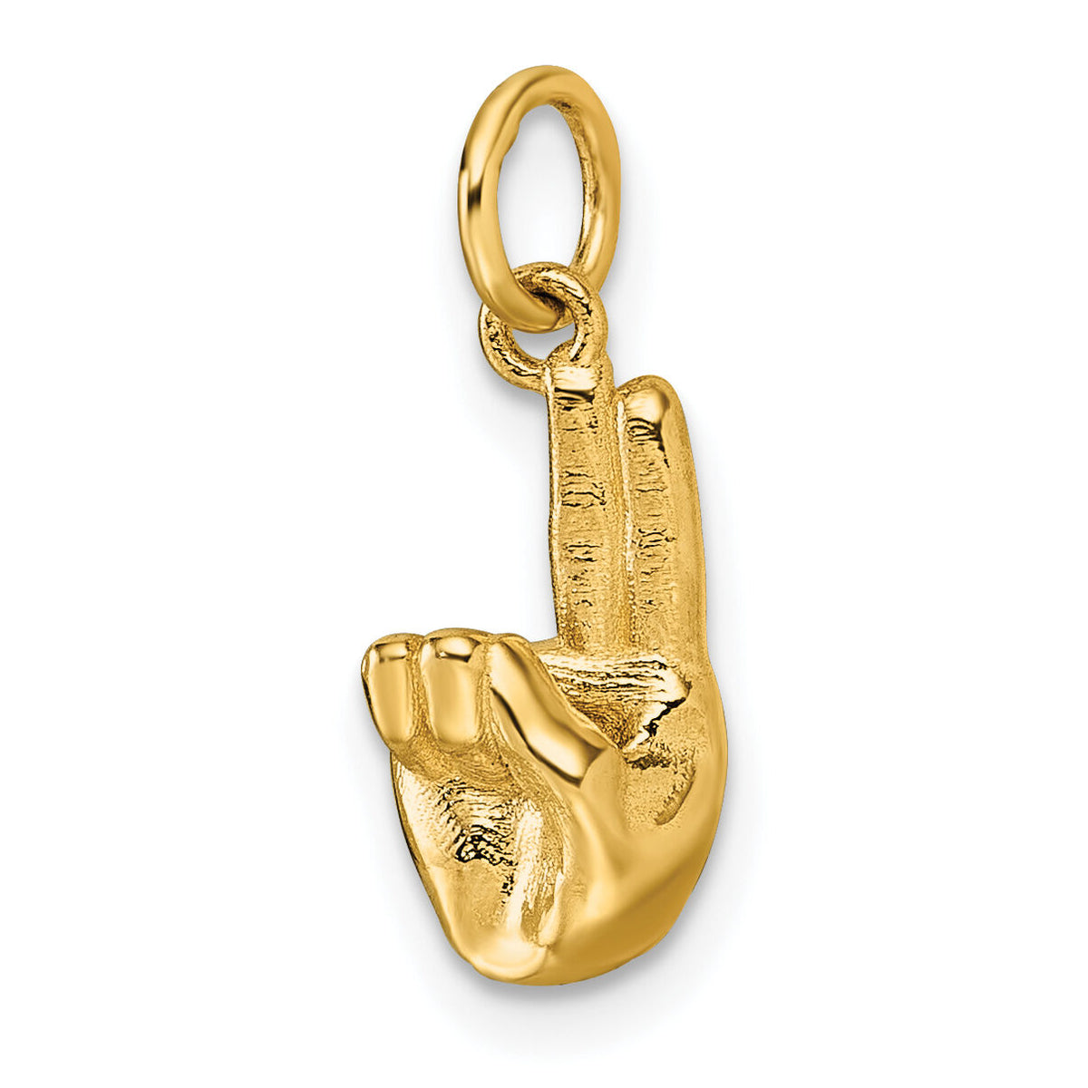 14K American Sign Language Alphabet Fingerspelling Sign U Pendant-D5808U