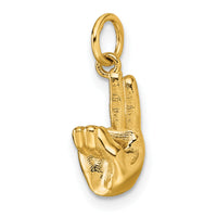 14K American Sign Language Alphabet Fingerspelling Sign U Pendant-D5808U