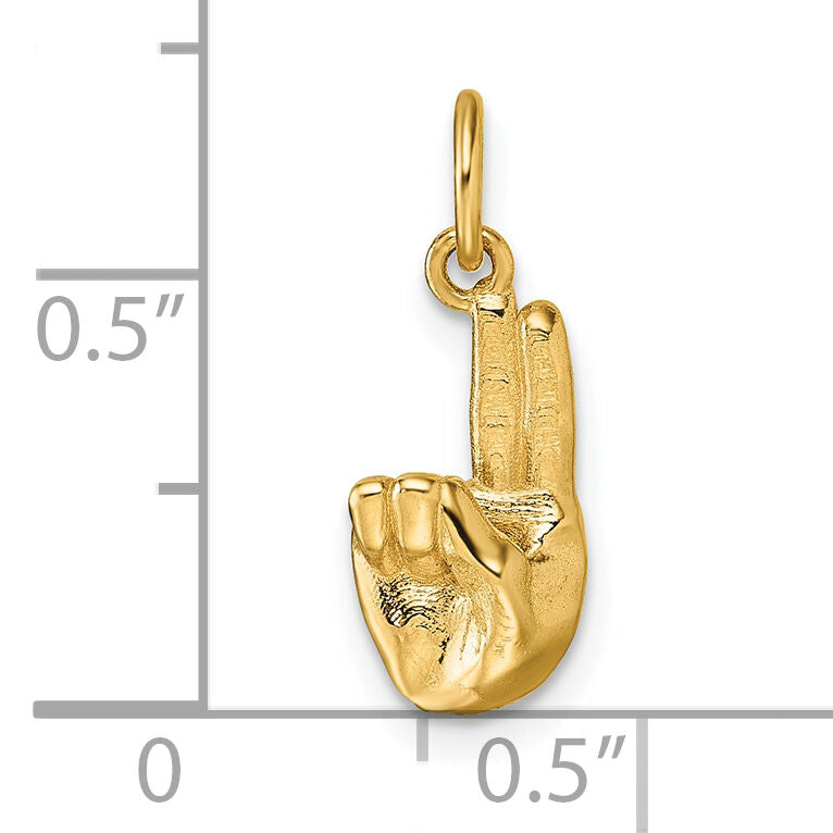 14K American Sign Language Alphabet Fingerspelling Sign U Pendant-D5808U