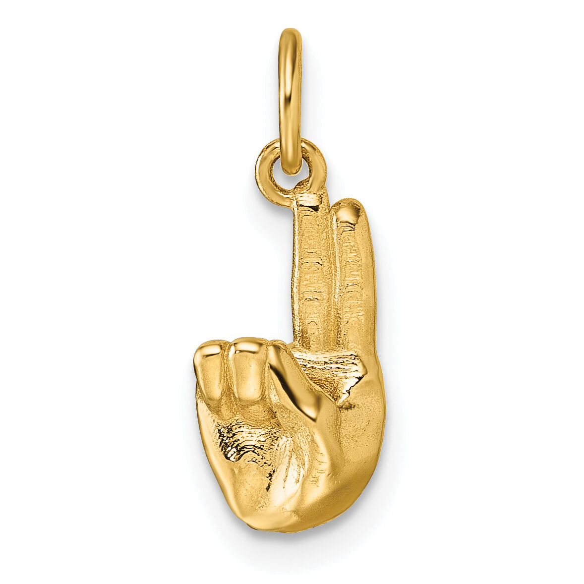 14K American Sign Language Alphabet Fingerspelling Sign U Pendant-D5808U