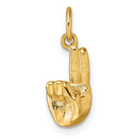14K American Sign Language Alphabet Fingerspelling Sign U Pendant-D5808U