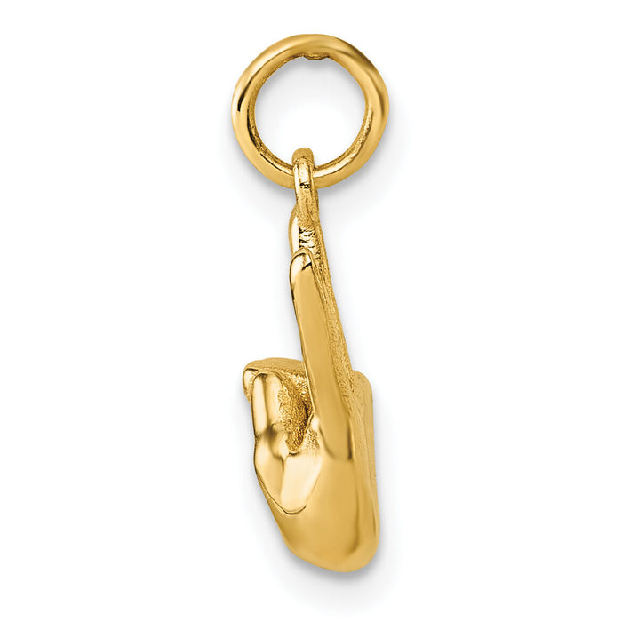 14K American Sign Language Alphabet Fingerspelling Sign V Pendant-D5808V