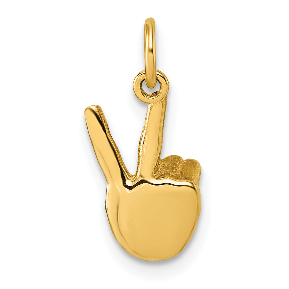 14K American Sign Language Alphabet Fingerspelling Sign V Pendant-D5808V