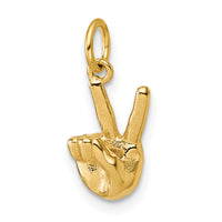 14K American Sign Language Alphabet Fingerspelling Sign V Pendant-D5808V