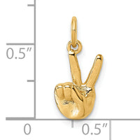 14K American Sign Language Alphabet Fingerspelling Sign V Pendant-D5808V