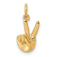 14K American Sign Language Alphabet Fingerspelling Sign V Pendant-D5808V