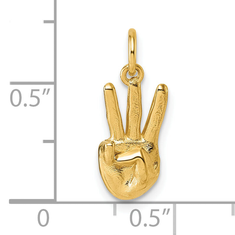 14K American Sign Language Alphabet Fingerspelling Sign W Pendant-D5808W