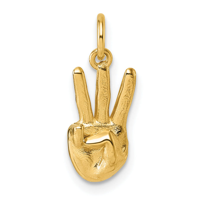 14K American Sign Language Alphabet Fingerspelling Sign W Pendant-D5808W