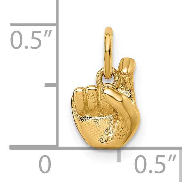 14K American Sign Language Alphabet Fingerspelling Sign X Pendant-D5808X