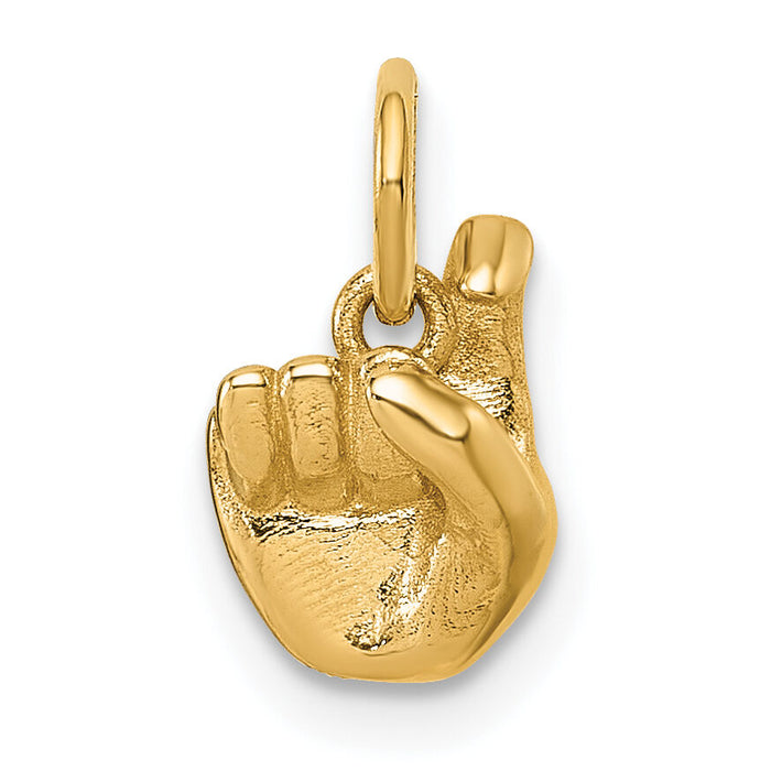 14K American Sign Language Alphabet Fingerspelling Sign X Pendant-D5808X