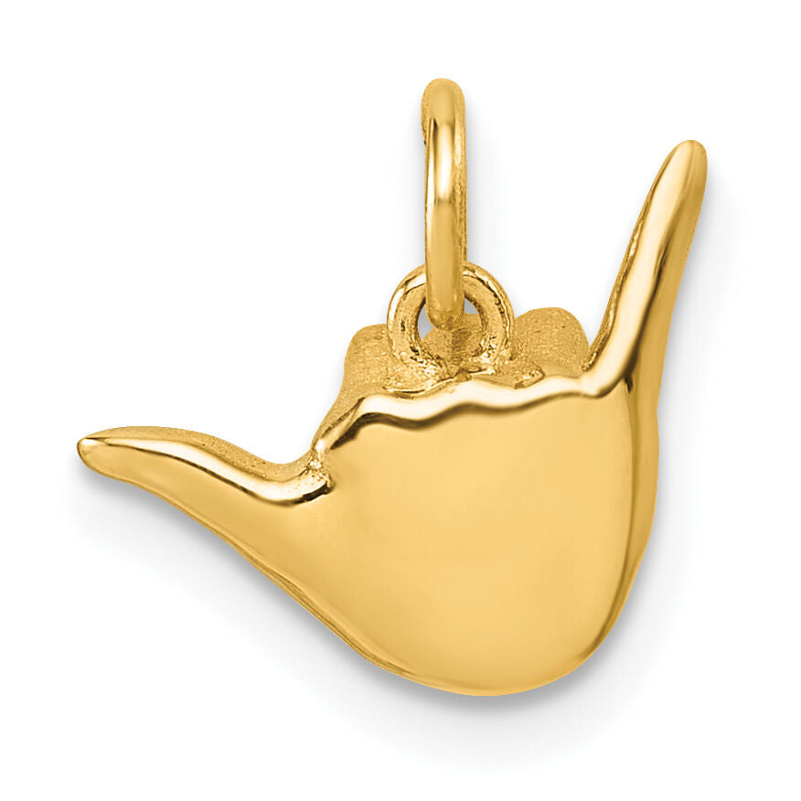14K American Sign Language Alphabet Fingerspelling Sign Y Pendant-D5808Y