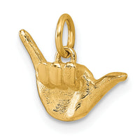 14K American Sign Language Alphabet Fingerspelling Sign Y Pendant-D5808Y