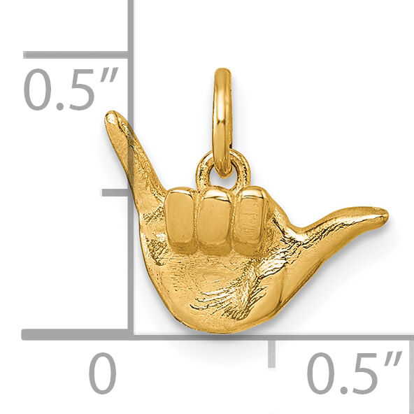 14K American Sign Language Alphabet Fingerspelling Sign Y Pendant-D5808Y