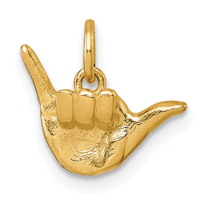 14K American Sign Language Alphabet Fingerspelling Sign Y Pendant-D5808Y