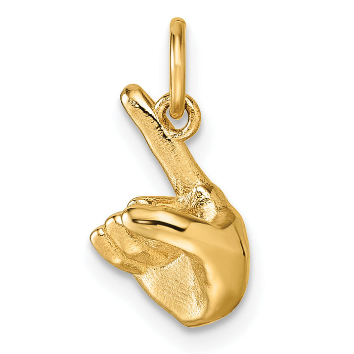 14K American Sign Language Alphabet Fingerspelling Sign Z Pendant-D5808Z