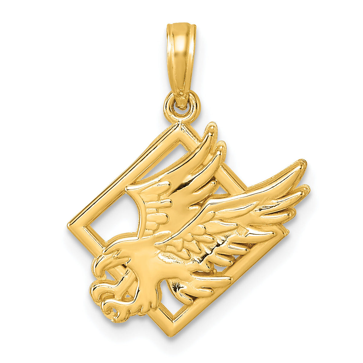 14K Polished Eagle Pendant-D5809