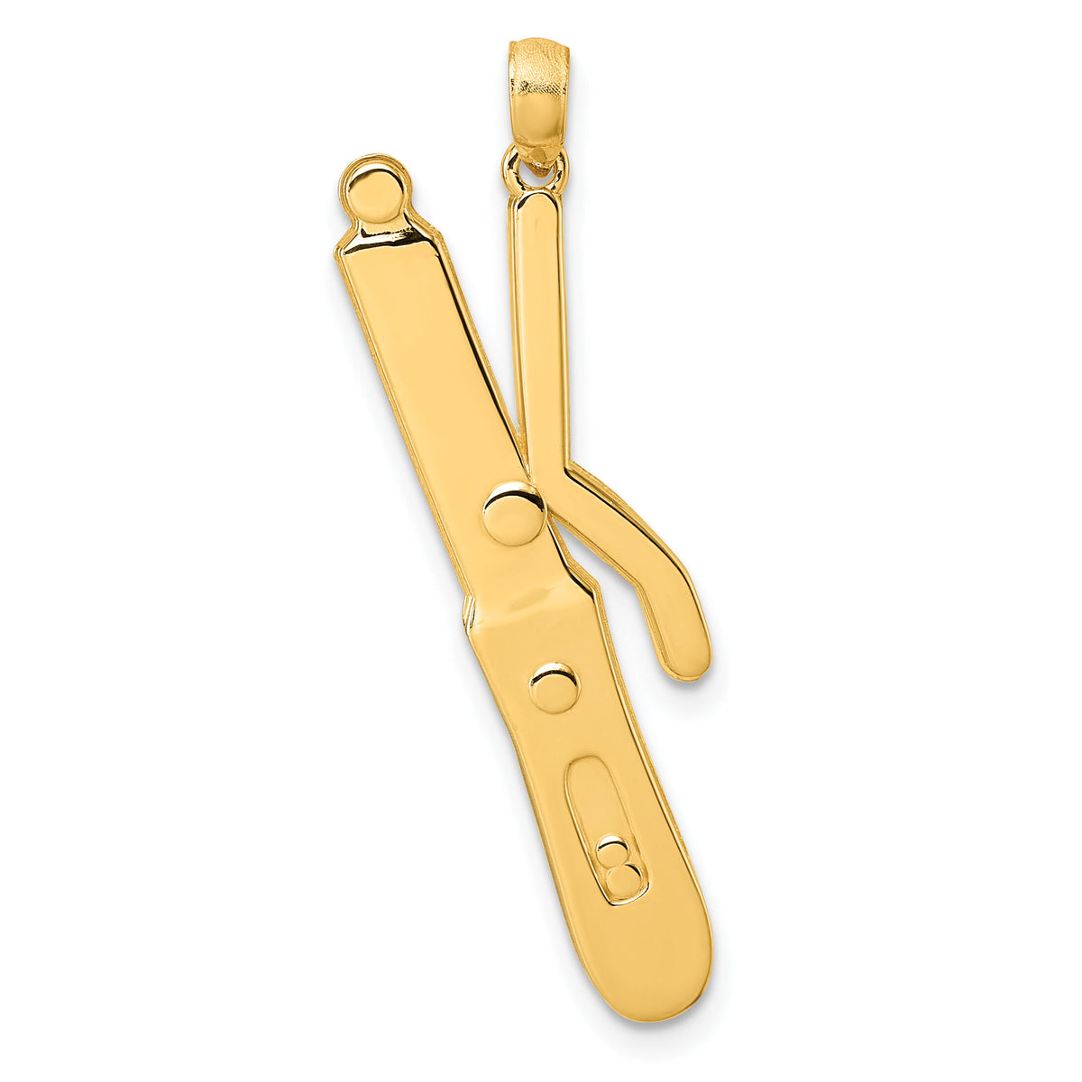 14K Polished Curling Wand Pendant-D5810