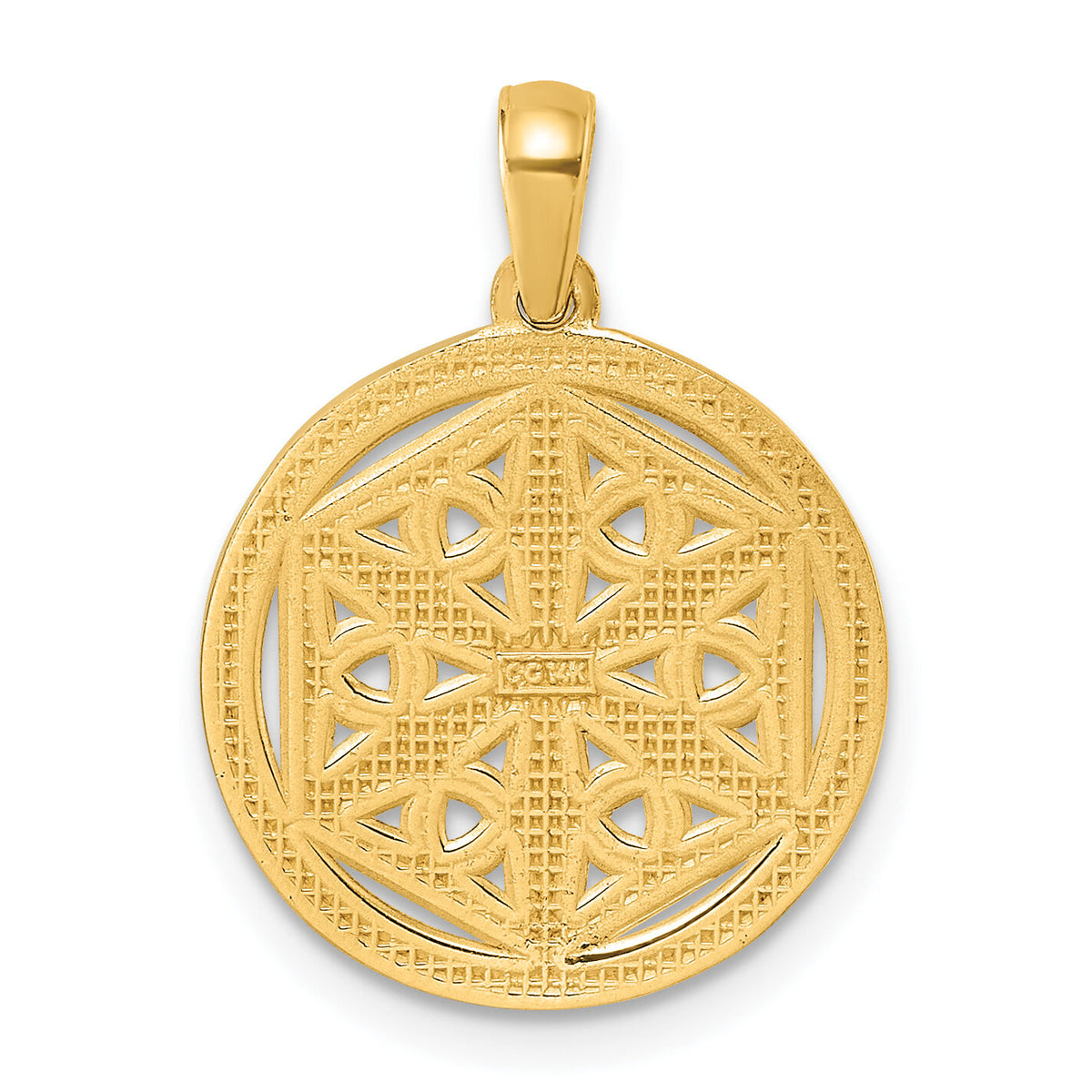 14K Polished Celtic Knot Hexagon Pendant-D5813