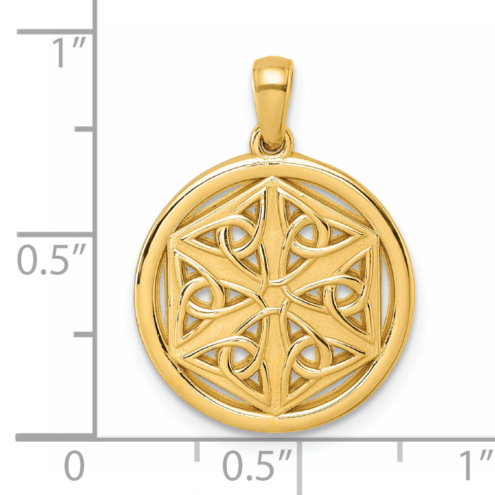 14K Polished Celtic Knot Hexagon Pendant-D5813