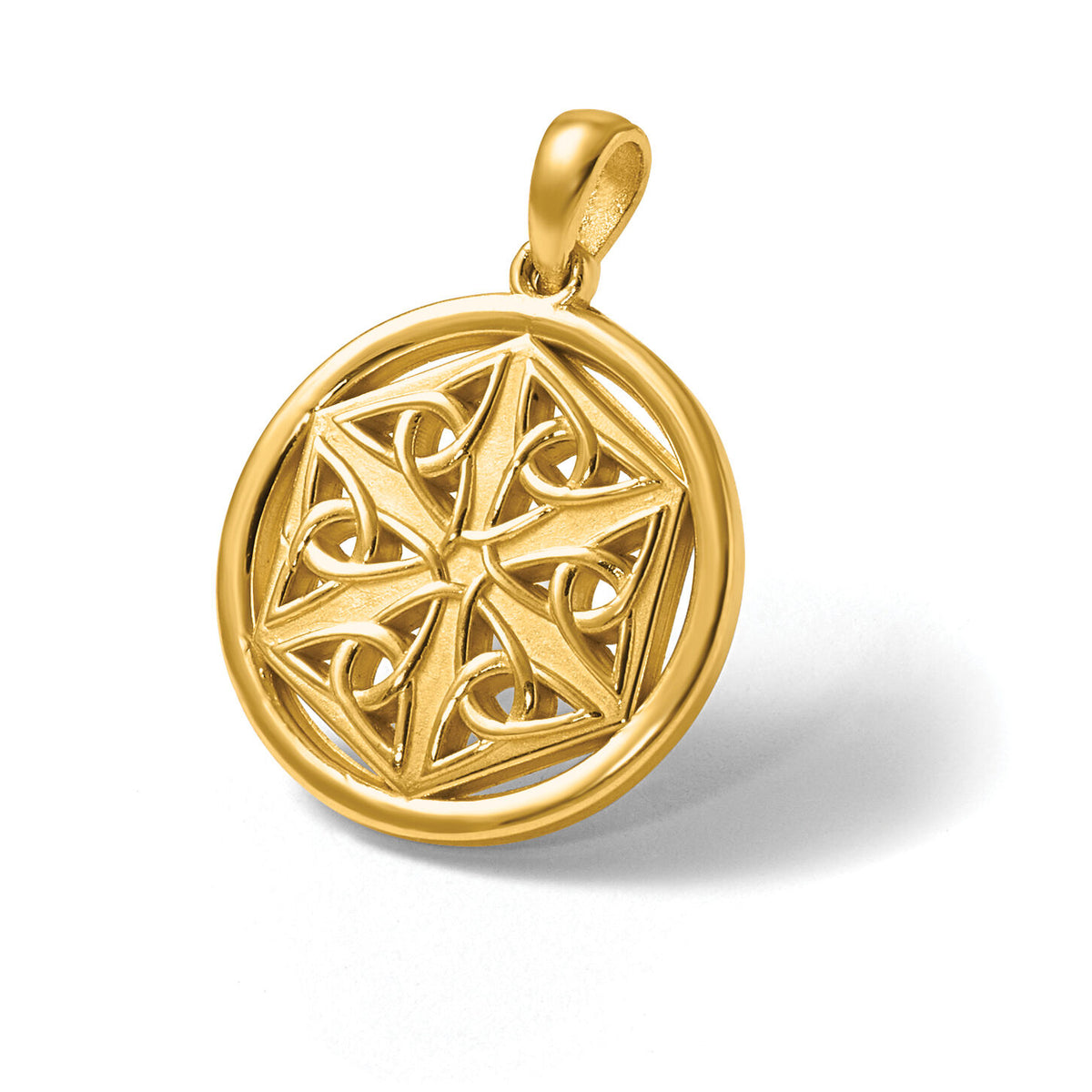 14K Polished Celtic Knot Hexagon Pendant-D5813