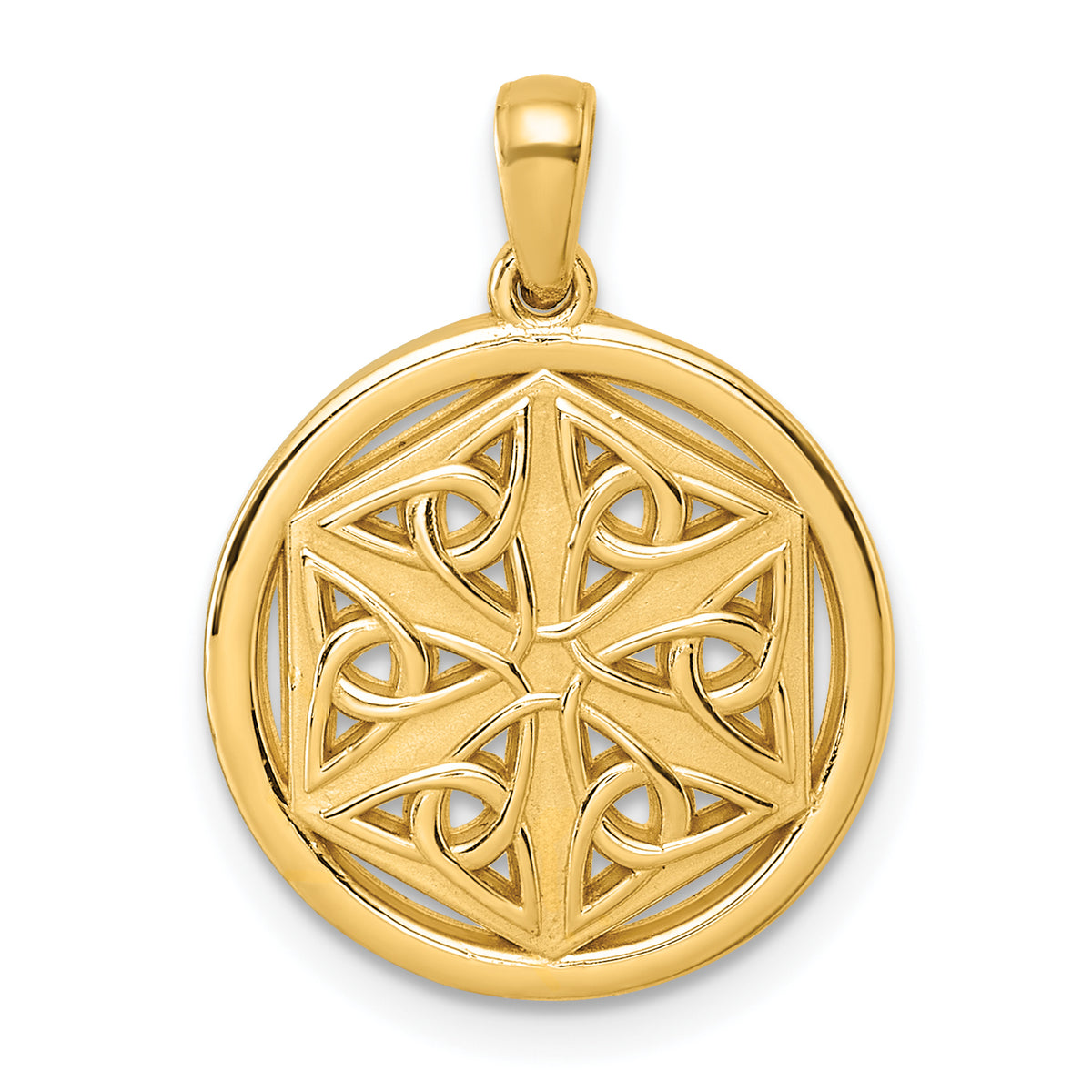 14K Polished Celtic Knot Hexagon Pendant-D5813