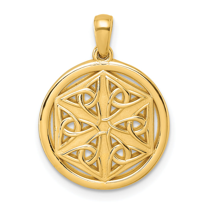 14K Polished Celtic Knot Hexagon Pendant-D5813