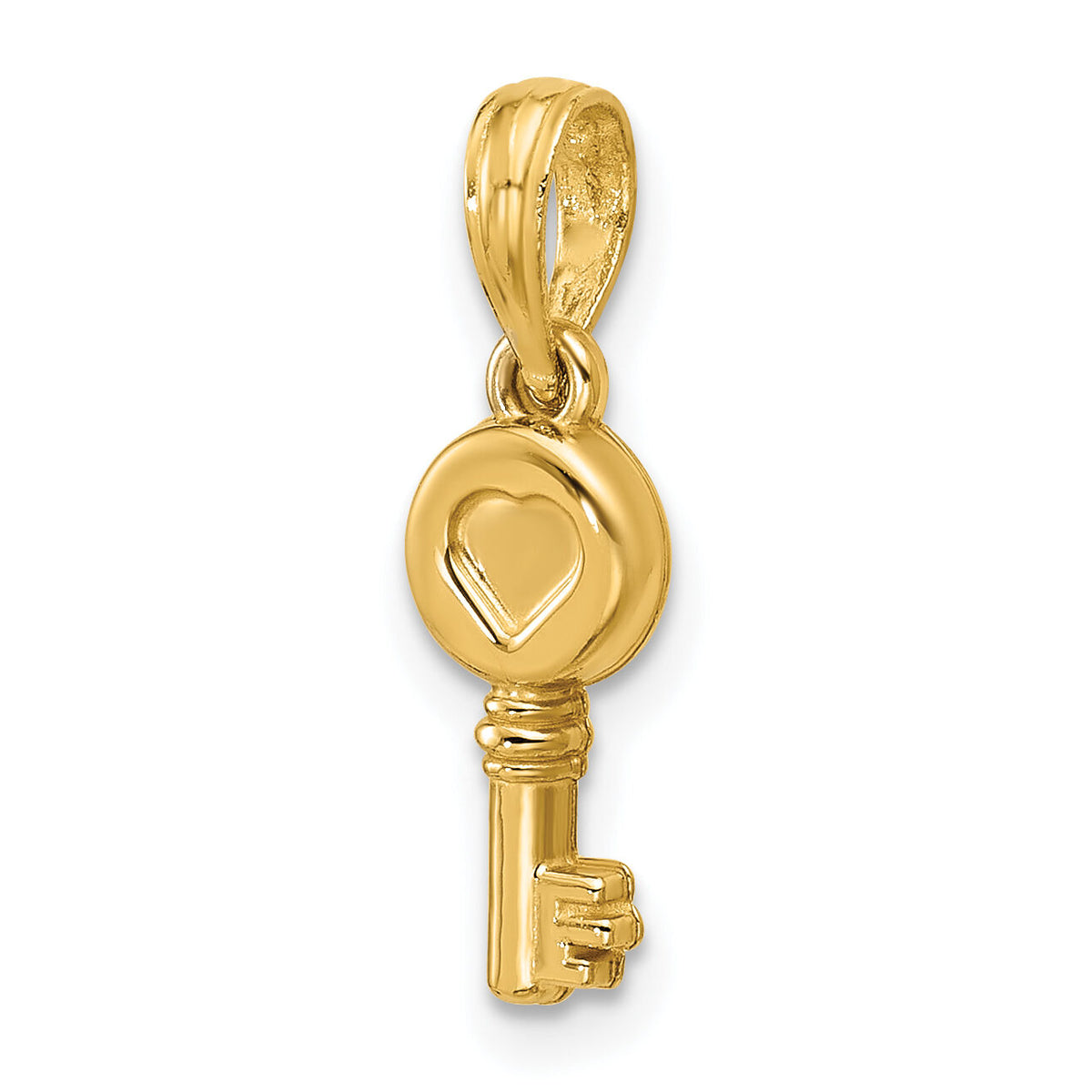 14K Polished Heart Key Pendant-D5815
