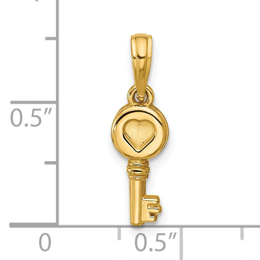 14K Polished Heart Key Pendant-D5815