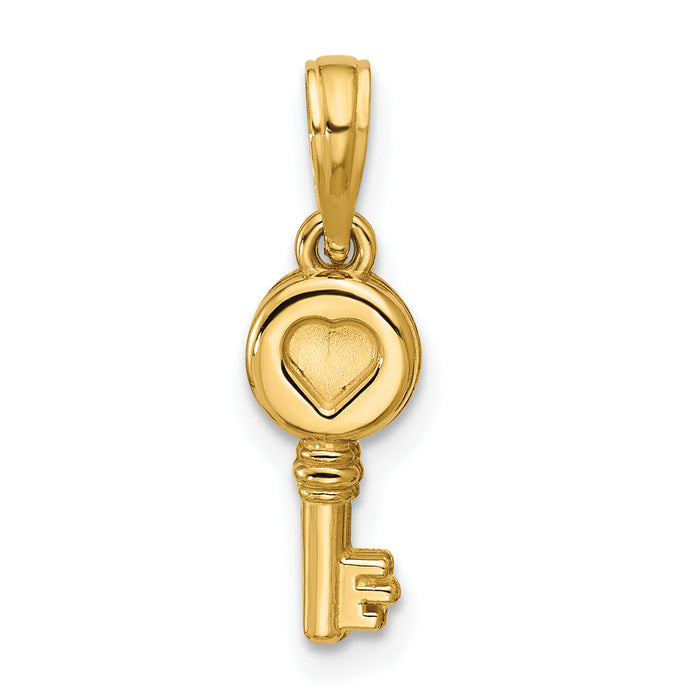 14K Polished Heart Key Pendant-D5815