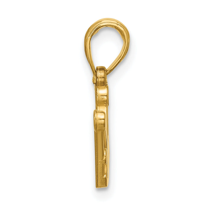14K Polished Crown Pendant-D5818