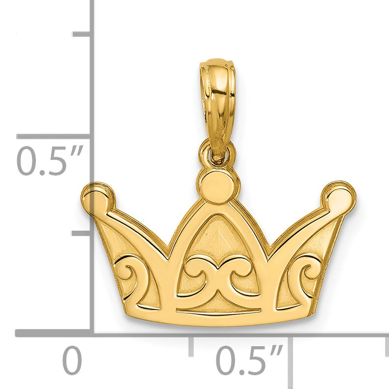 14K Polished Crown Pendant-D5818
