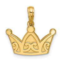14K Polished Crown Pendant-D5818