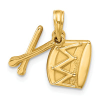 14K Polished Drumsticks and Drum Pendant-D5822