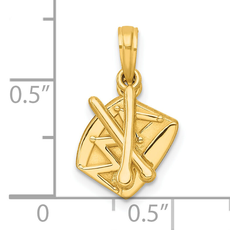 14K Polished Drumsticks and Drum Pendant-D5822