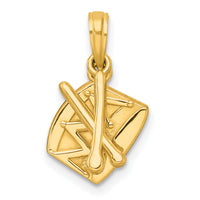 14K Polished Drumsticks and Drum Pendant-D5822