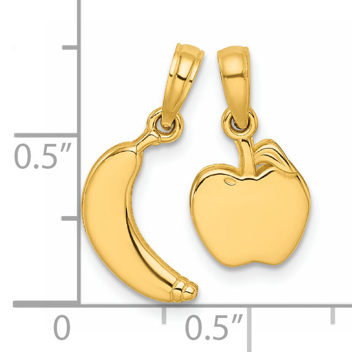 14K Polished Banana and Apple Pendant-D5830