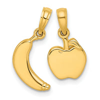 14K Polished Banana and Apple Pendant-D5830