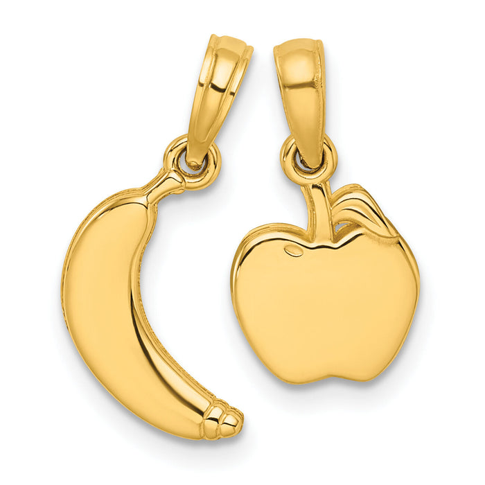 14K Polished Banana and Apple Pendant-D5830