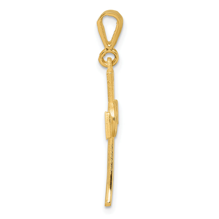 14K Polished Cross Pendant-D5842