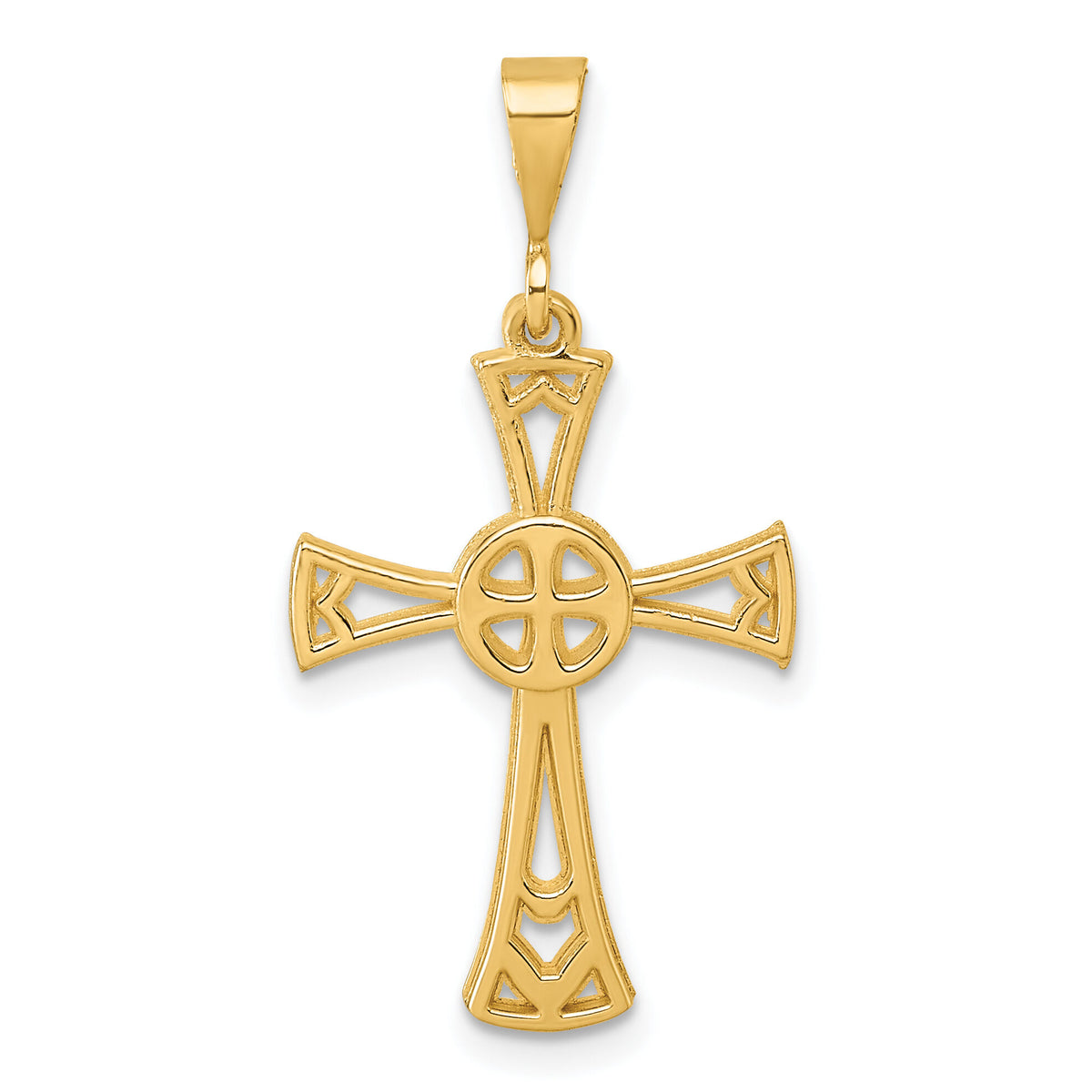 14K Polished Cross Pendant-D5842
