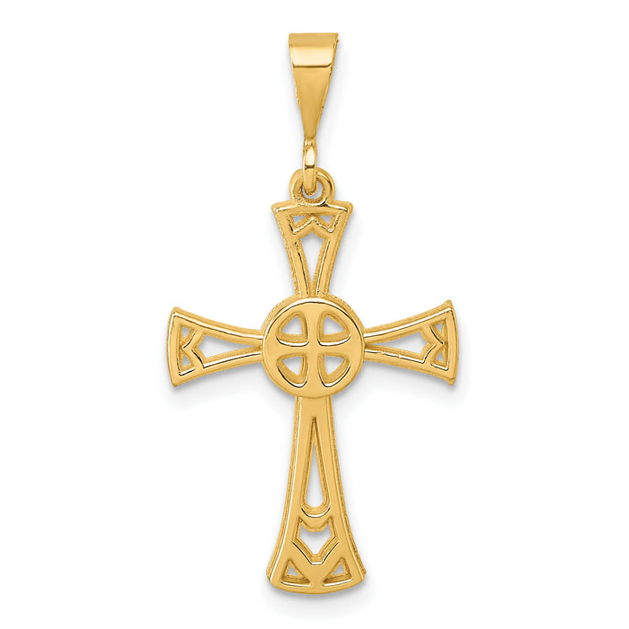 14K Polished Cross Pendant-D5842