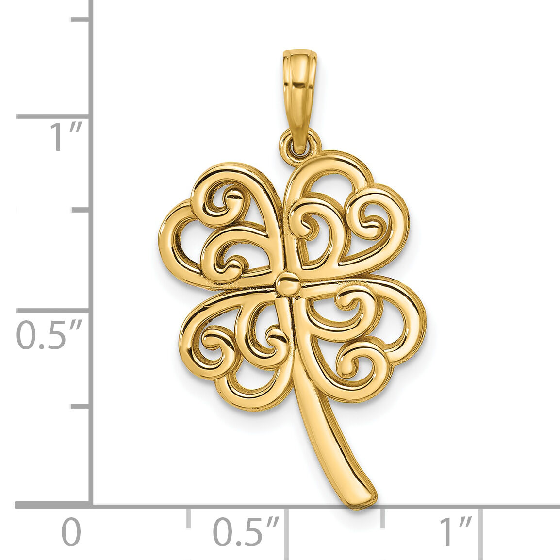 14K Polished Four Leaf Clover Pendant-D5844