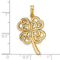 14K Polished Four Leaf Clover Pendant-D5844