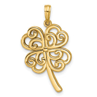 14K Polished Four Leaf Clover Pendant-D5844