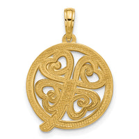 14K Polished Four Leaf Clover Pendant-D5845