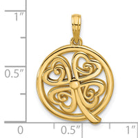 14K Polished Four Leaf Clover Pendant-D5845