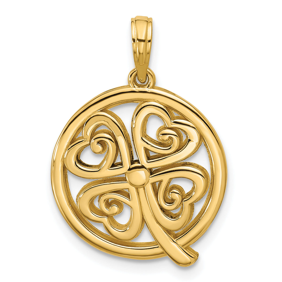 14K Polished Four Leaf Clover Pendant-D5845