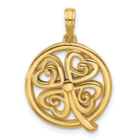 14K Polished Four Leaf Clover Pendant-D5845
